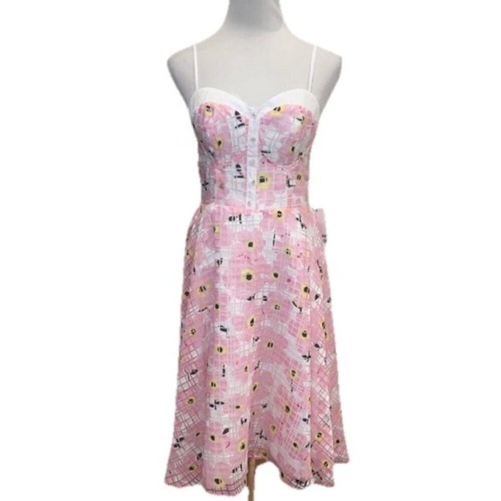 Unique Vintage Woman's Sz XL Pink Floral Burnout Retro Pin-Up Dress NWT